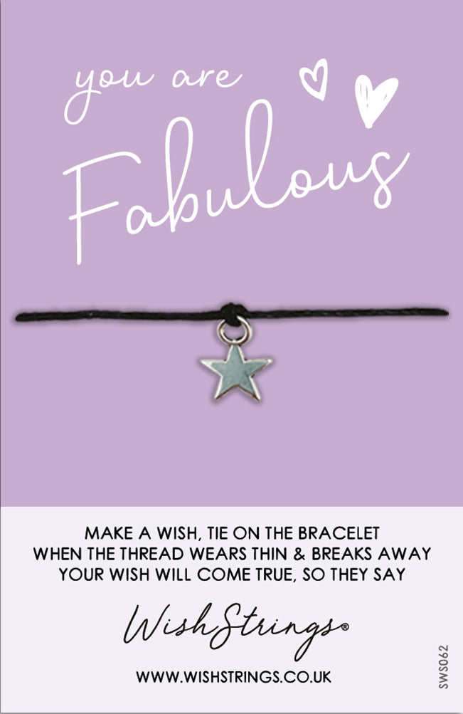 You Are Fabulous Hearts Wish String Bracelet With Lucky Charm