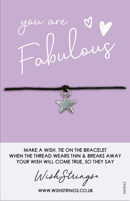 You Are Fabulous Hearts Wish String Bracelet With Lucky Charm