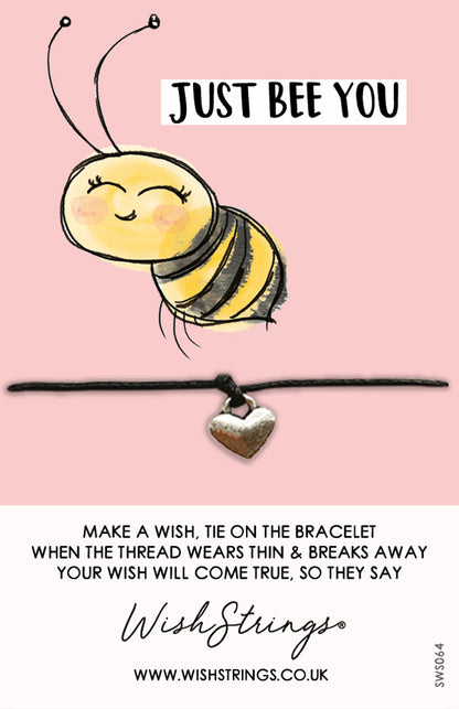 Just Bee You Cute Bumblebee Wish String Bracelet With Lucky Charm