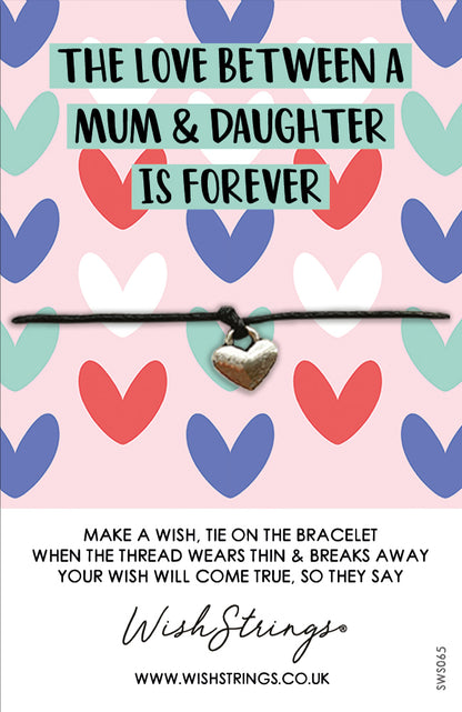 Love Between Mum & Daughter Is Forever Wish String Bracelet With Lucky Charm