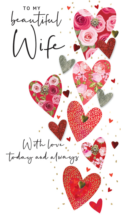 Beautiful Wife Bloomin' Love Fest! Valentines Day Hand-Finished Greeting Card