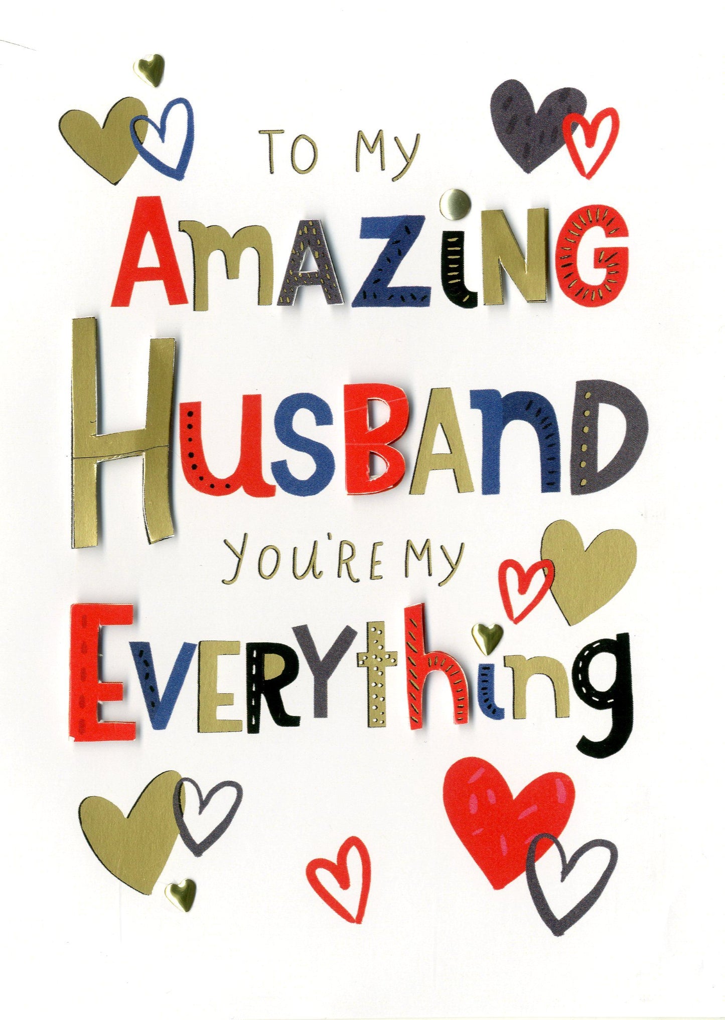 Amazing Husband Love Is Golden Valentines Day Hand-Finished Greeting Card