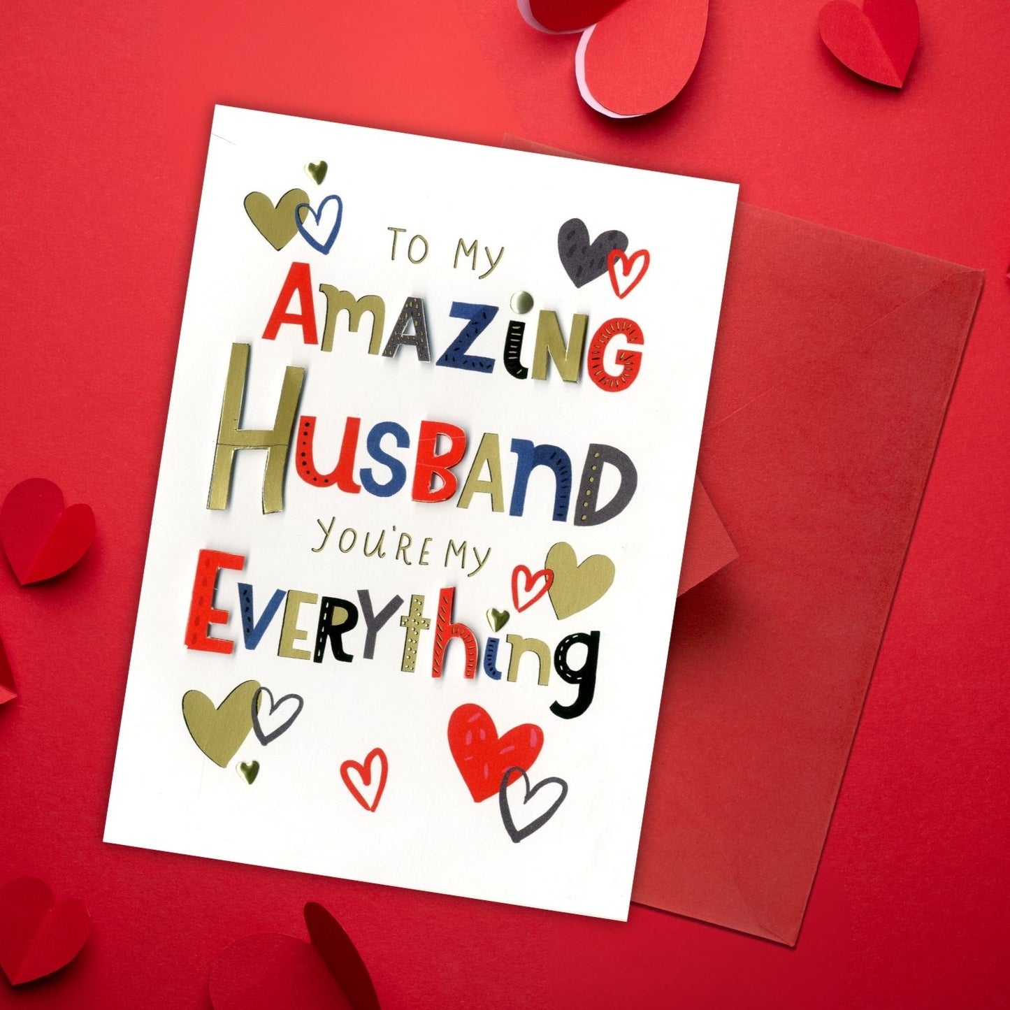 Amazing Husband Love Is Golden Valentines Day Hand-Finished Greeting Card