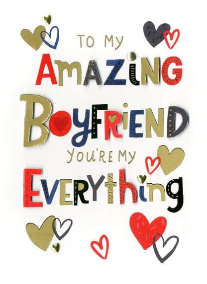 Amazing Boyfriend Love Is Golden Valentines Day Hand-Finished Greeting Card