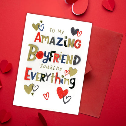 Amazing Boyfriend Love Is Golden Valentines Day Hand-Finished Greeting Card