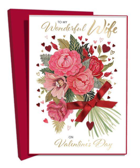 Wonderful Wife Pretty In Pink Valentines Day Boxed Luxury Greeting Card