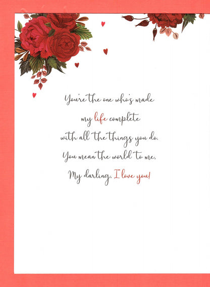 Wonderful Wife Bouquet Of Blush Valentines Day Large Greeting Card