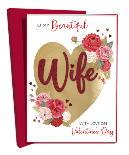 Beautiful Wife Golden Heartthrob Valentines Day Boxed Luxury Greeting Card