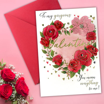 Gorgeous Valentine Love In Bloom Valentines Day Hand-Finished Greeting Card