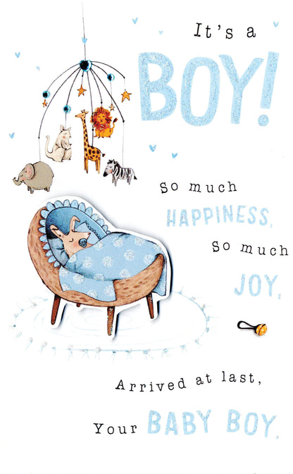 Congrats It's A Boy Embellished New Baby Boy Greeting Card