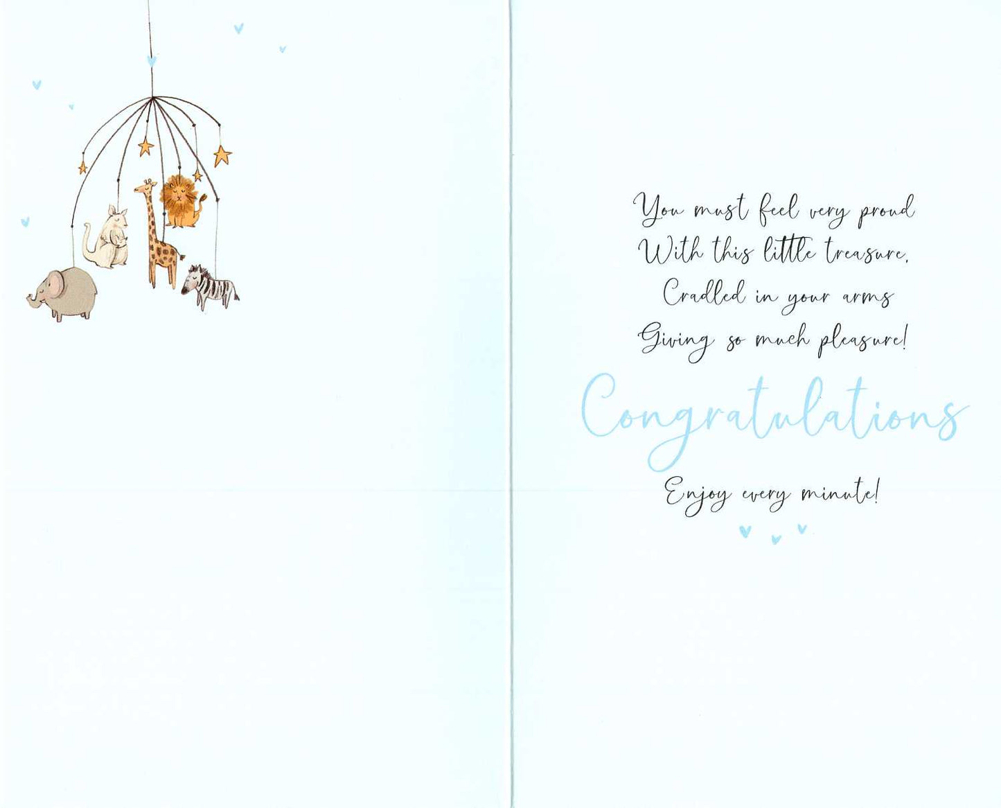 New Baby Grandson Embellished Baby Boy Greeting Card