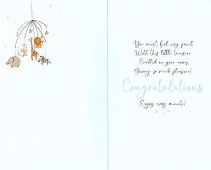 New Baby Grandson Embellished Baby Boy Greeting Card