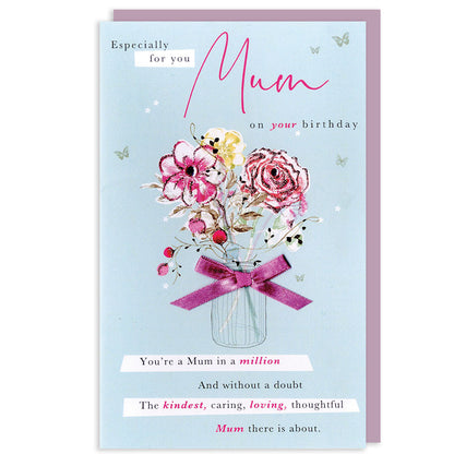 Mum In A Million Embellished Birthday Greeting Card