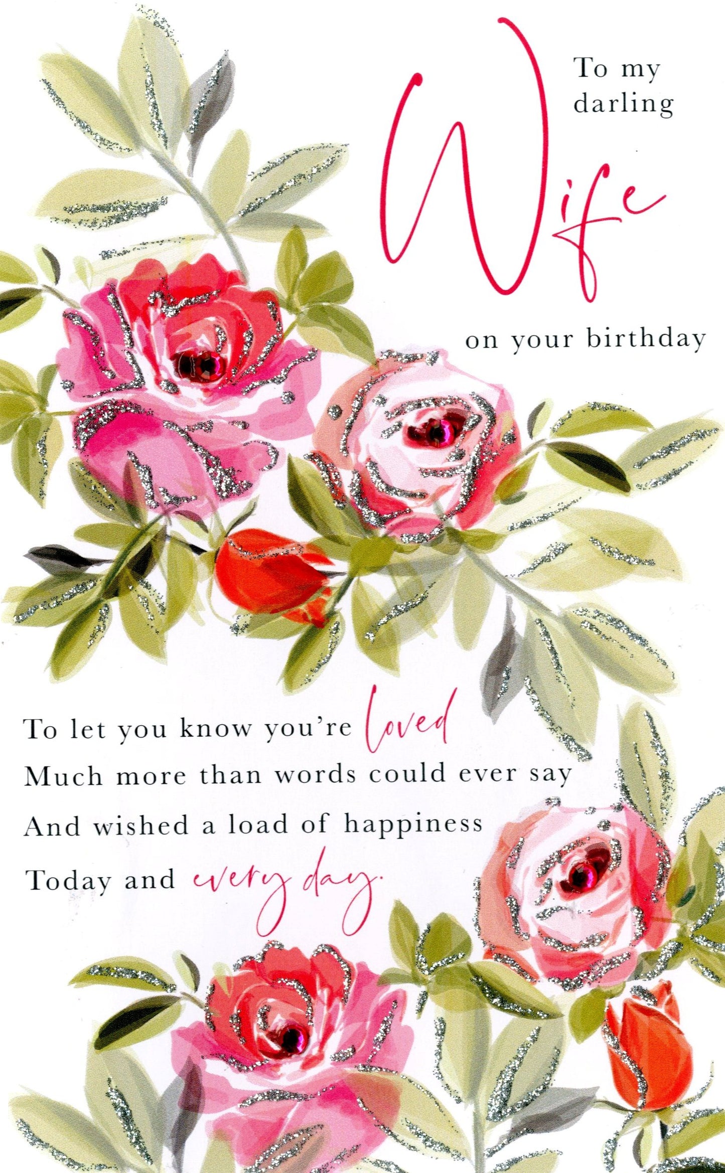 To My Darling Wife Embellished Birthday Greeting Card