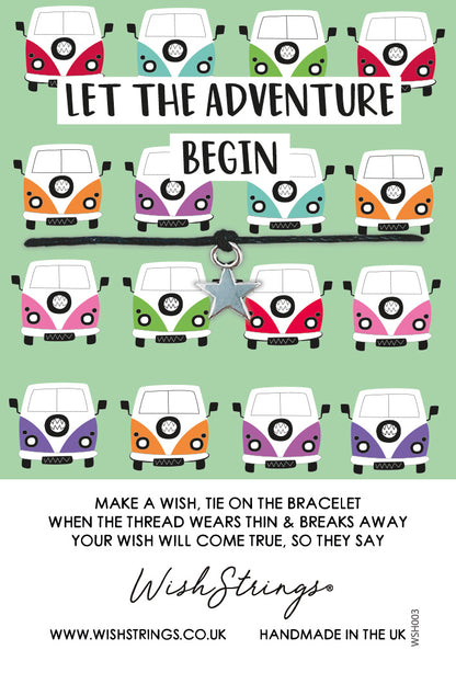 Campervan Adventures Traveling Wish String Bracelet With Lucky Charm