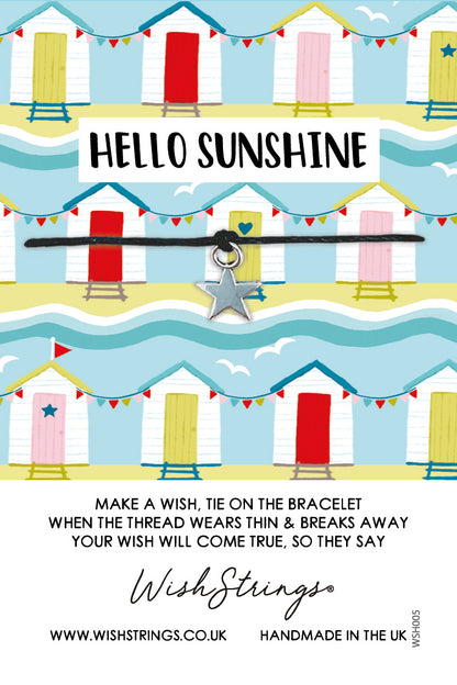 Colourful Sunshine Beach Huts Wish String Bracelet With Lucky Charm