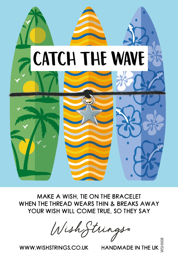 Catch The Wave Surfing Wish String Bracelet With Lucky Charm