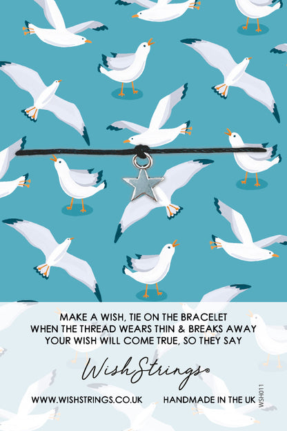 Seagull Pattern With Star Charm Wish String Bracelet With Lucky Charm