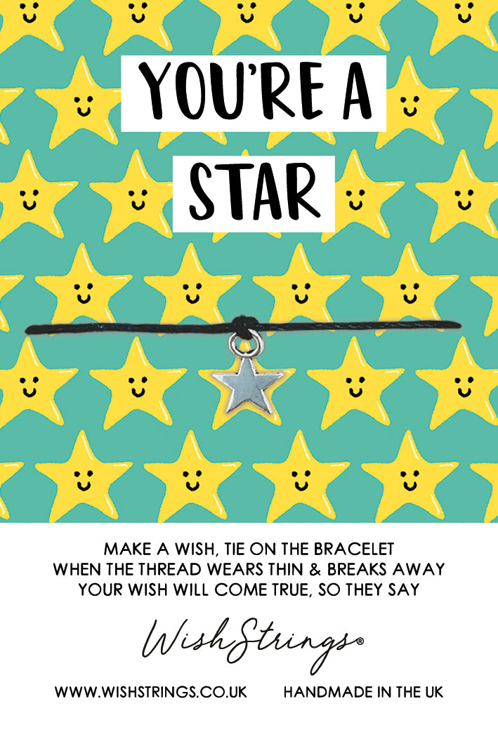 You're A Star With Star Charm Wish String Bracelet With Lucky Charm