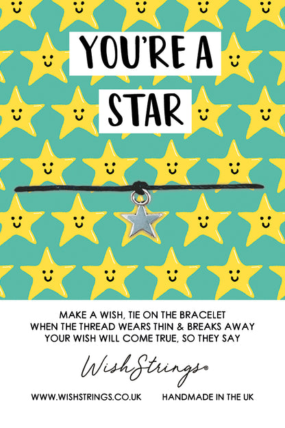 You're A Star With Star Charm Wish String Bracelet With Lucky Charm