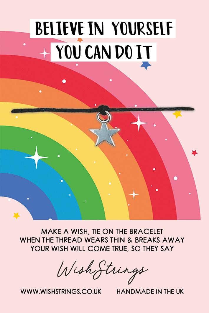 Believe You Can Do It Rainbow Wish String Bracelet With Lucky Charm