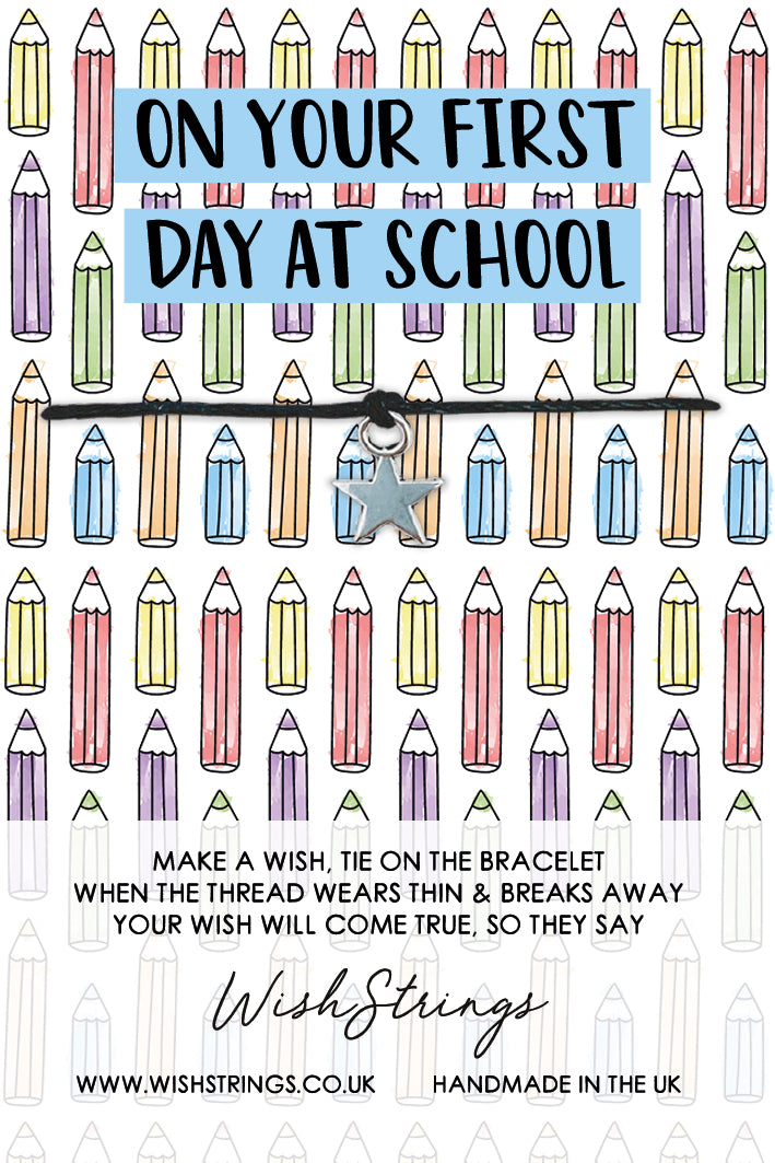 First Day Of School Star Charm Wish String Bracelet With Lucky Charm
