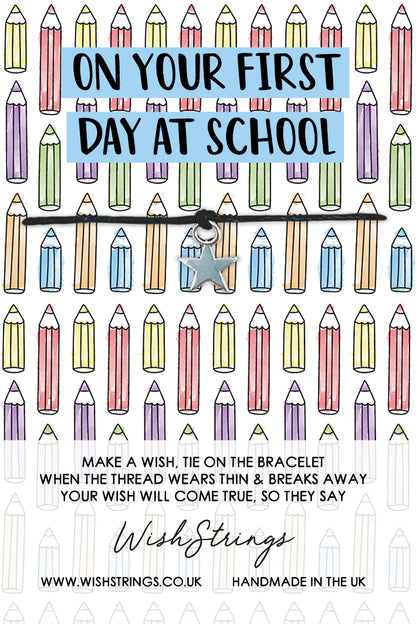 First Day Of School Star Charm Wish String Bracelet With Lucky Charm