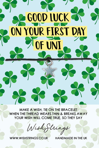 First Day Of Uni Star Charm Wish String Bracelet With Lucky Charm