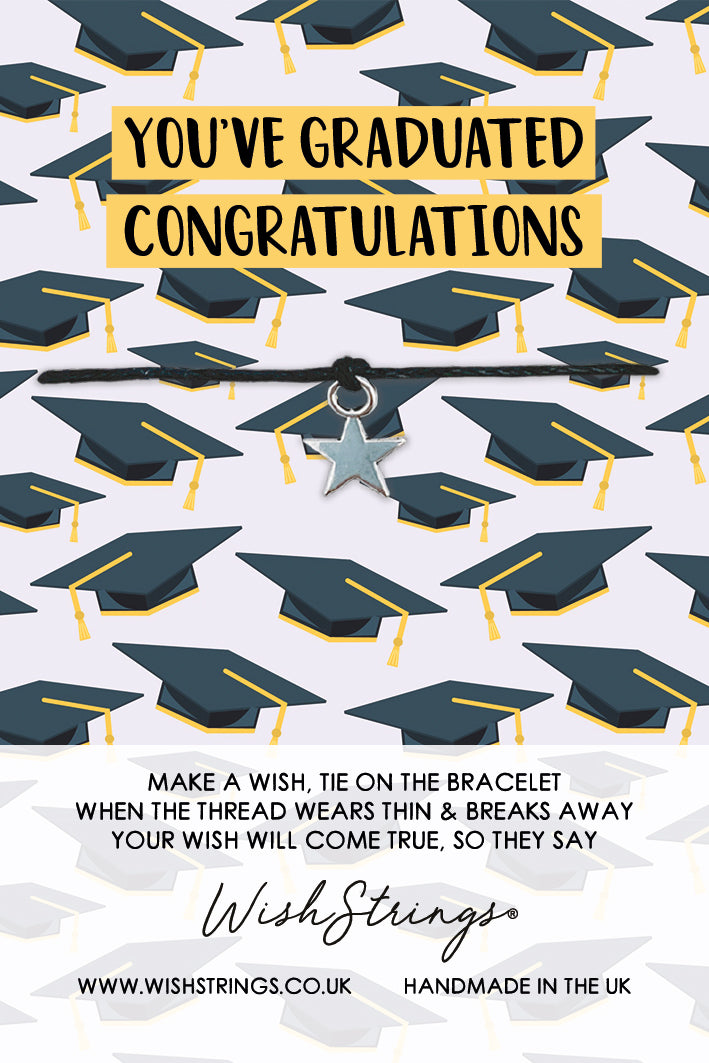 You've Graduated Congratulations Wish String Bracelet With Lucky Charm