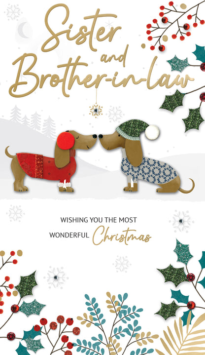 Sister & Brother-In-Law Embellished Christmas Card Hand-Finished