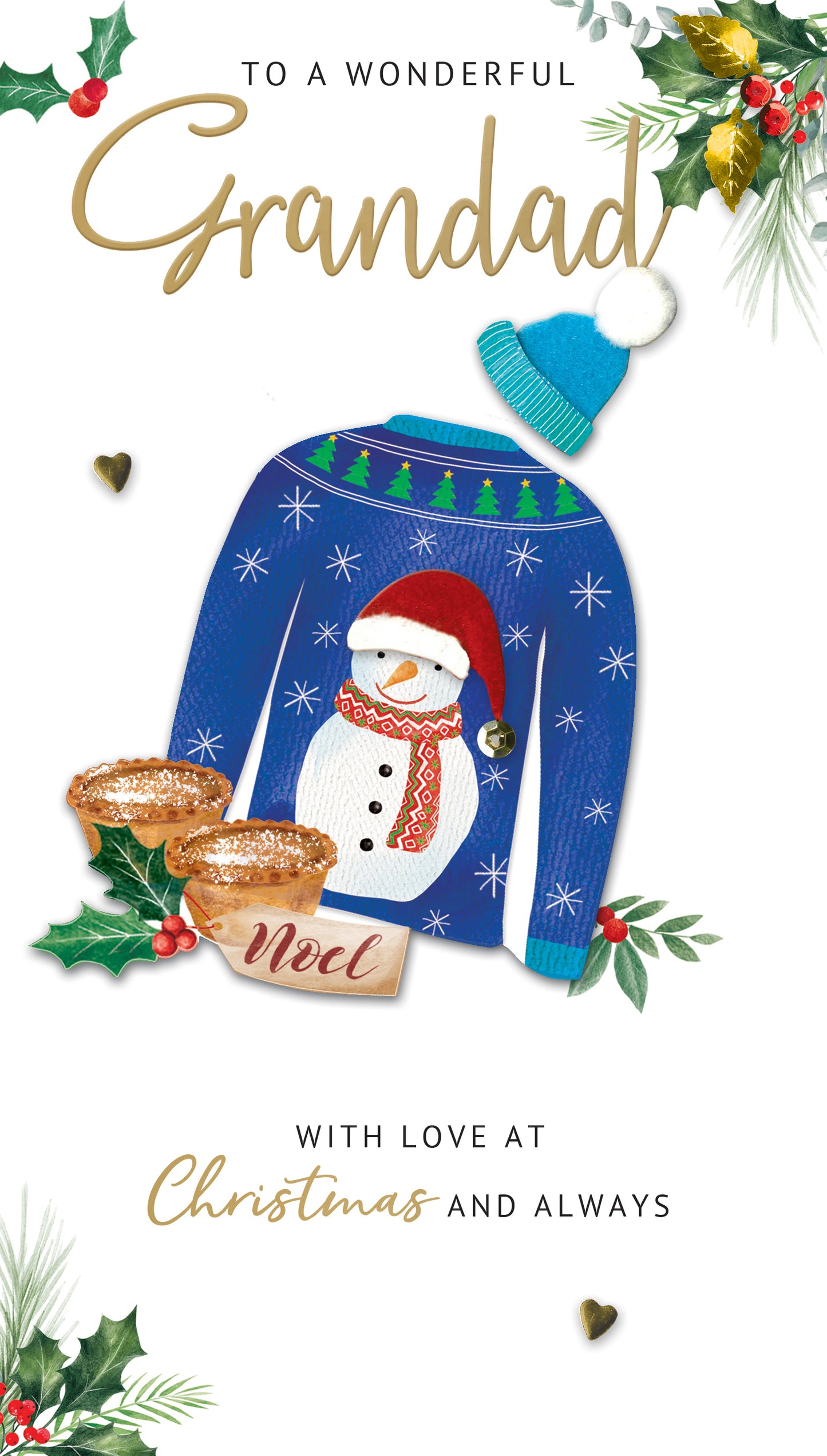 Grandad Xmas Jumper Embellished Christmas Card Hand-Finished