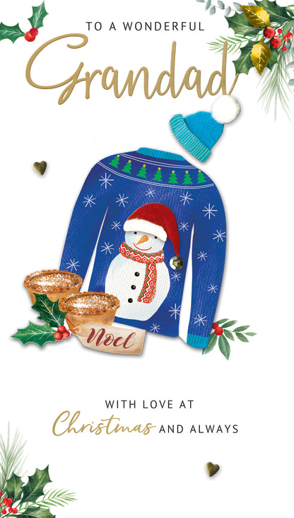 Grandad Xmas Jumper Embellished Christmas Card Hand-Finished