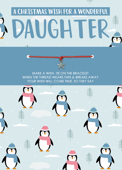 Cards 'n' Wishes For A Daughter Wishstring Bracelet & Christmas Card