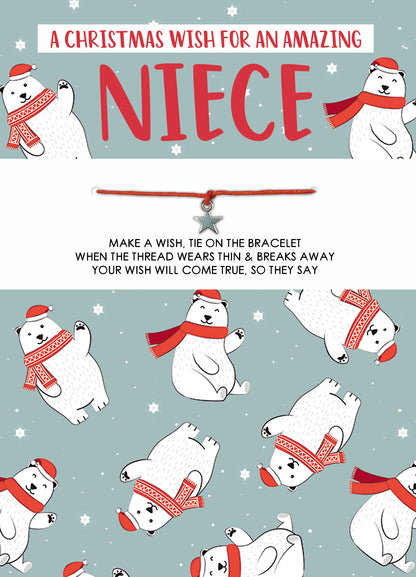 Cards 'n' Wishes Amazing Niece Wishstring Bracelet & Christmas Card