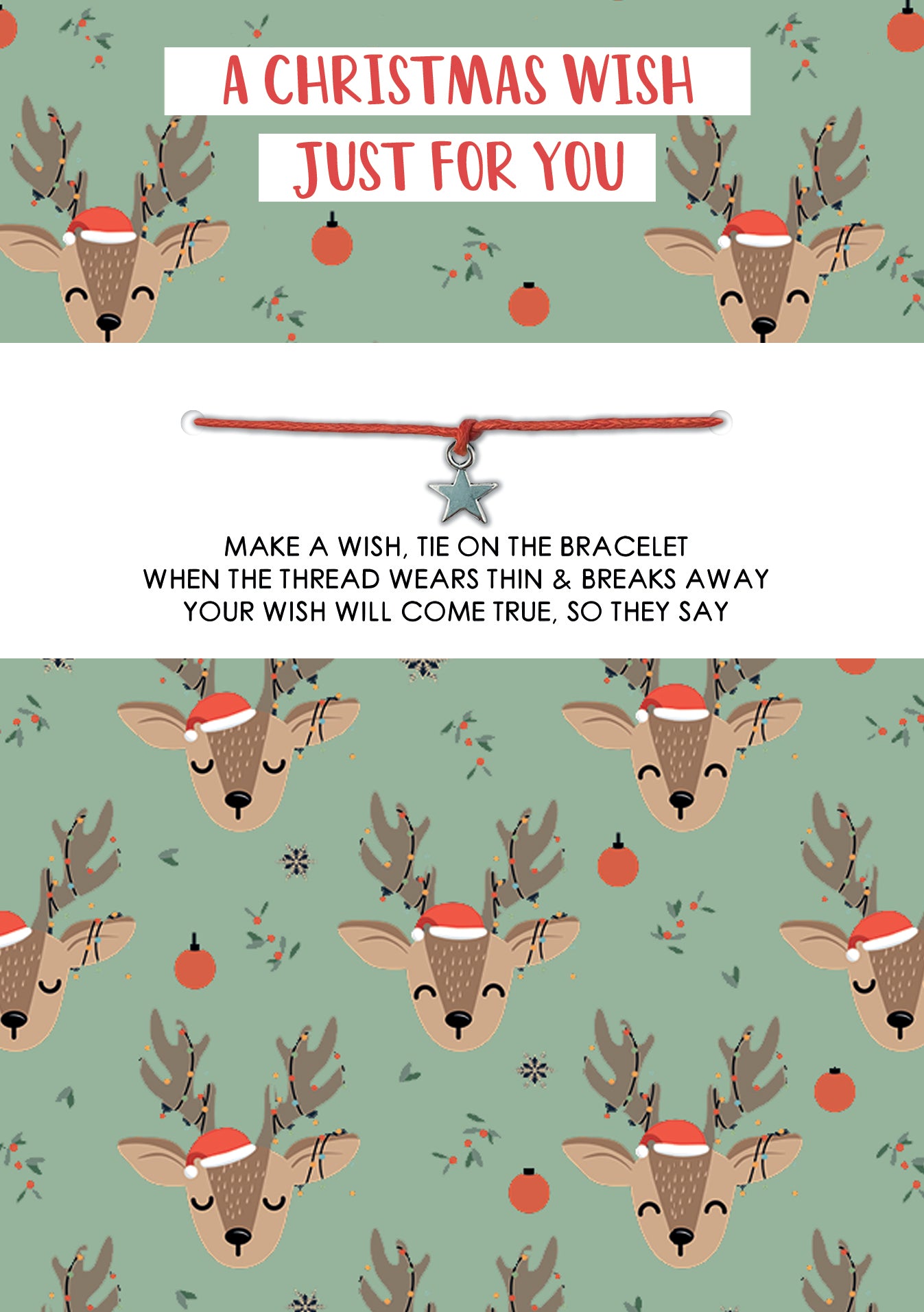 Cards 'n' Wishes Just For You Wishstring Bracelet & Christmas Card