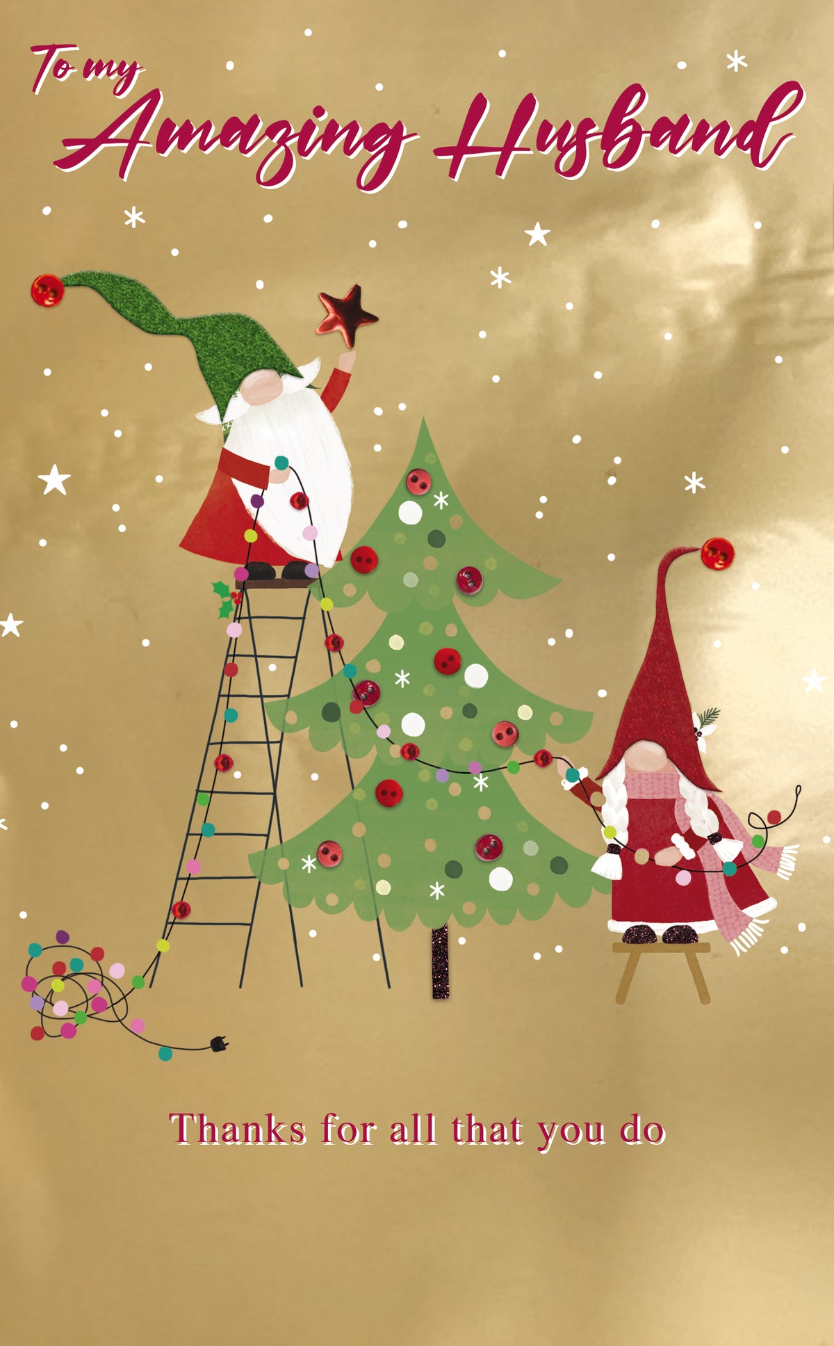 Amazing Husband Xmas Tree Embellished Christmas Card