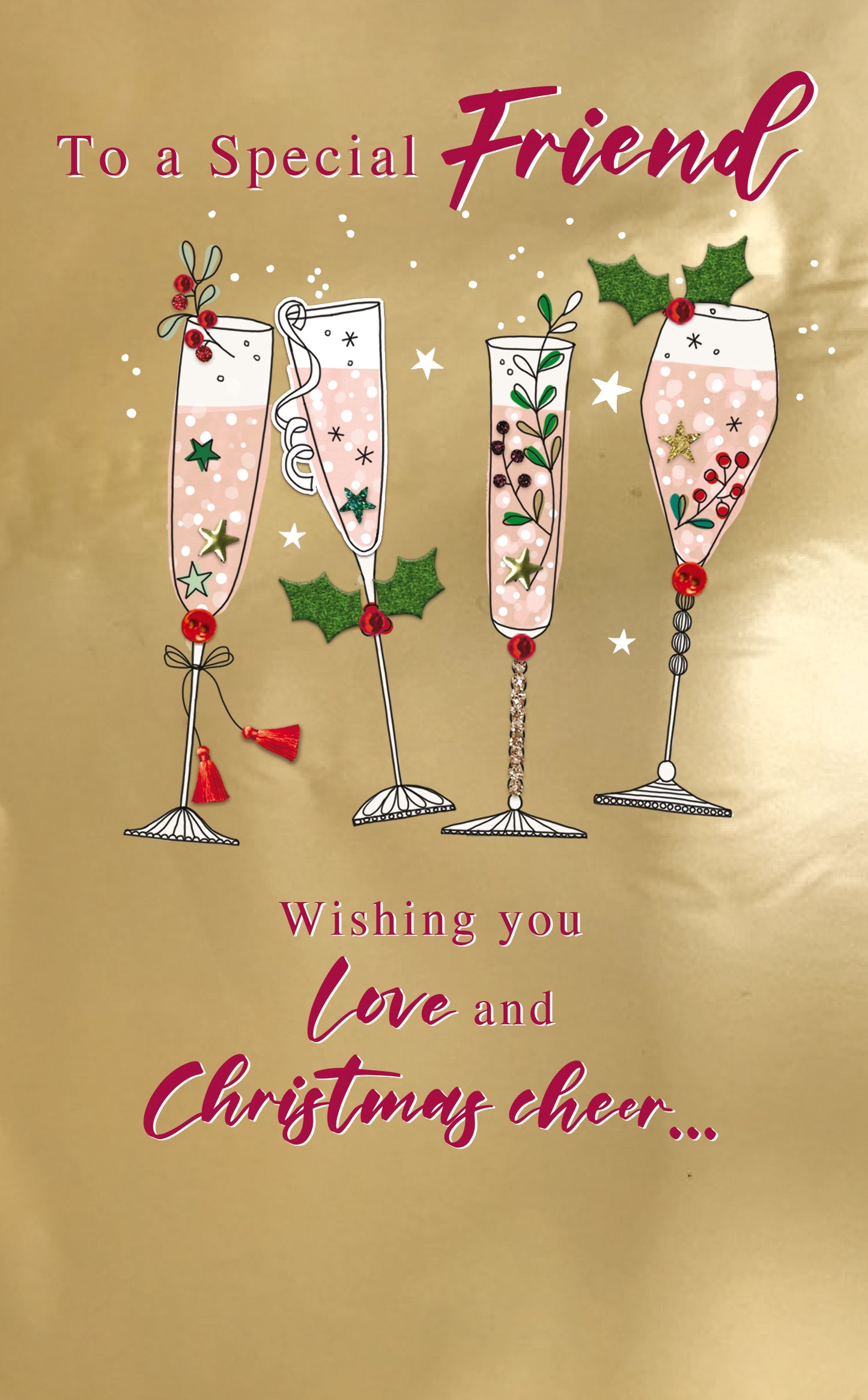 Special Friend Love & Cheer Embellished Christmas Card