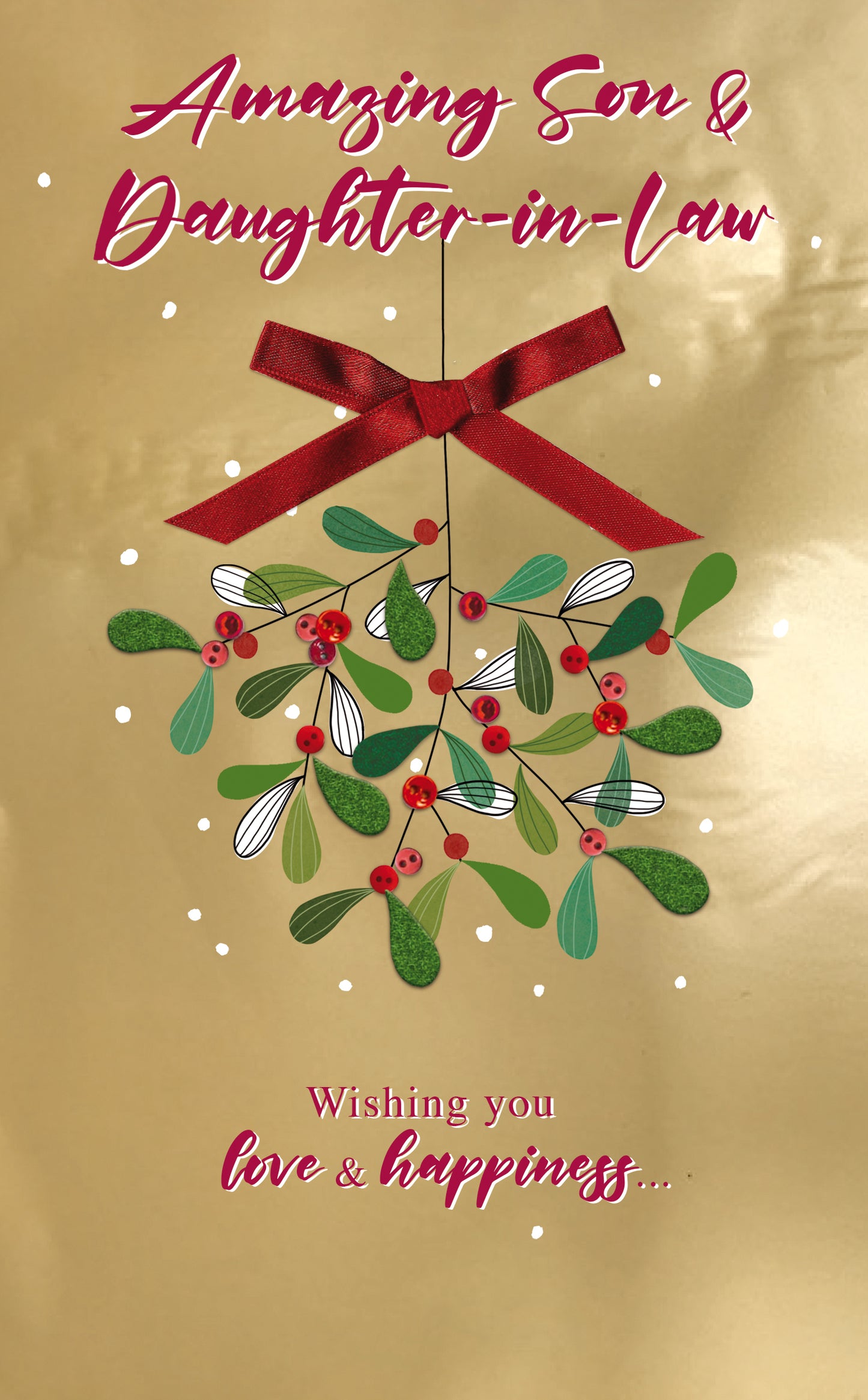 Son & Daughter-In-Law Mistletoe Embellished Christmas Card