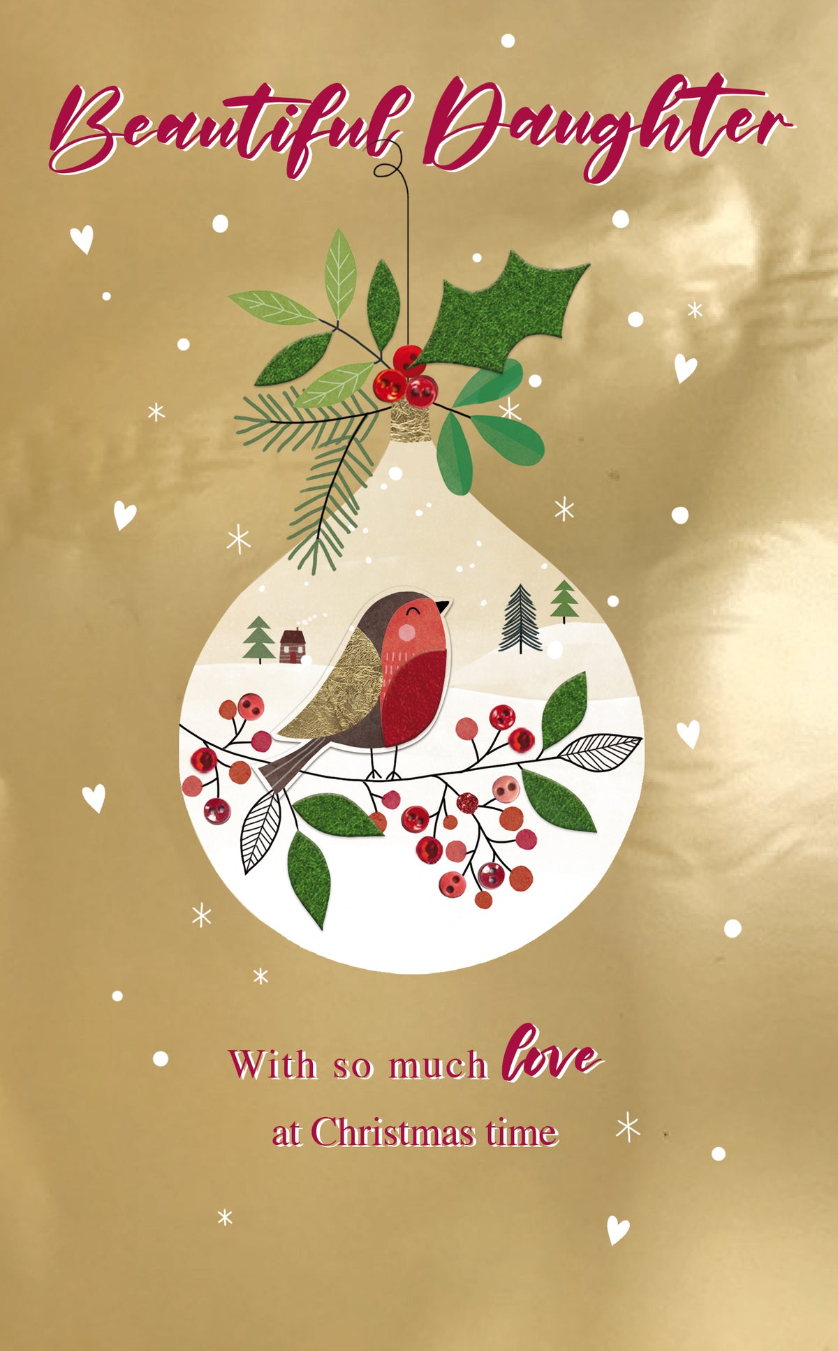 Beautiful Daughter Robin Embellished Christmas Card