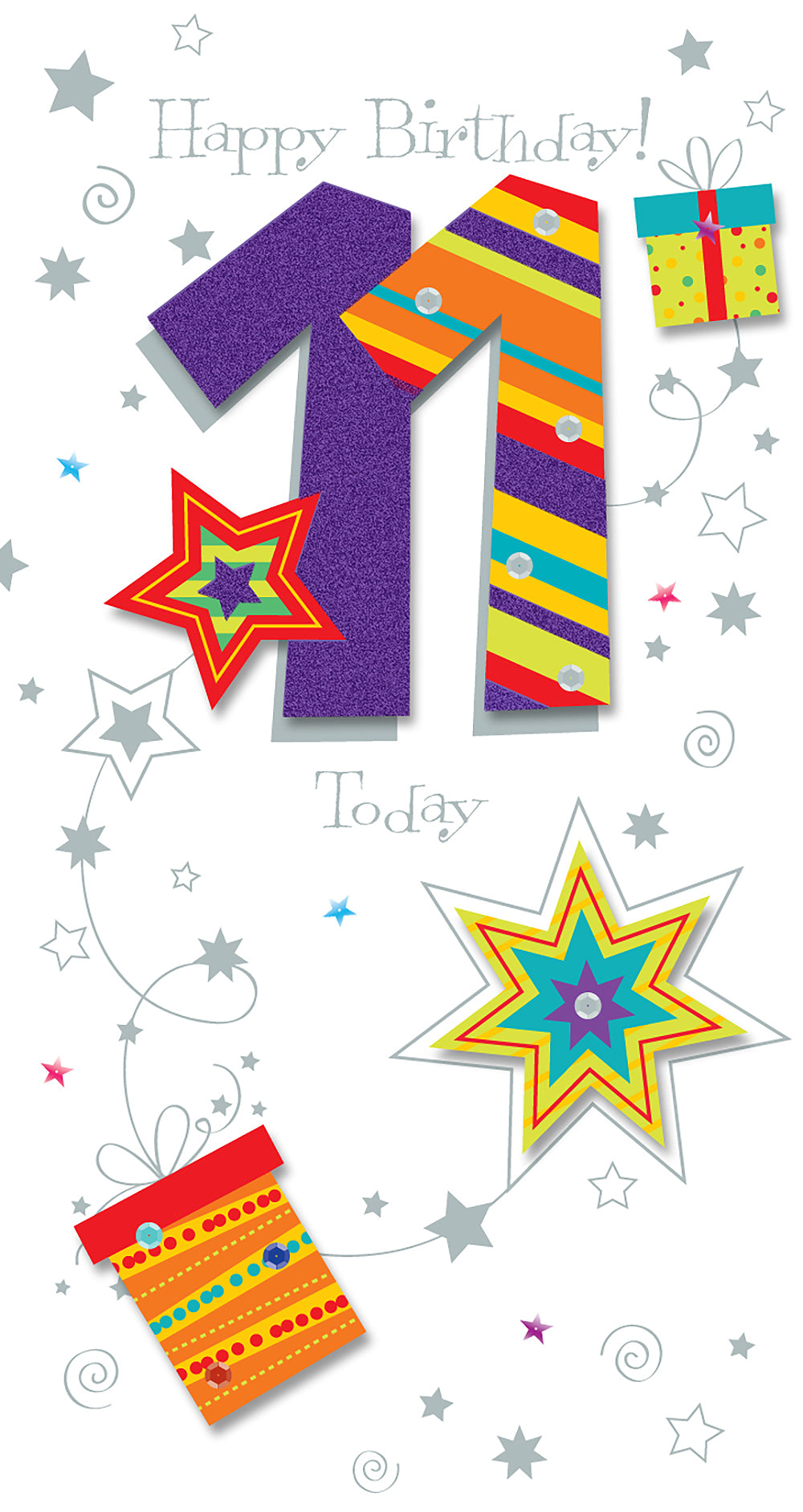 Childs 11th Birthday 11 Today Embellished Greeting Card