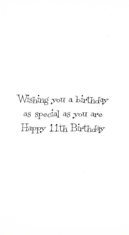 Childs 11th Birthday 11 Today Embellished Greeting Card