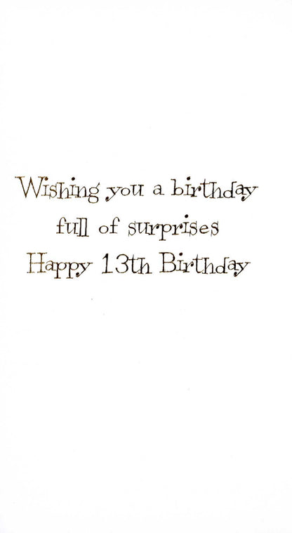 Teens 13th Birthday 13 Today Embellished Greeting Card