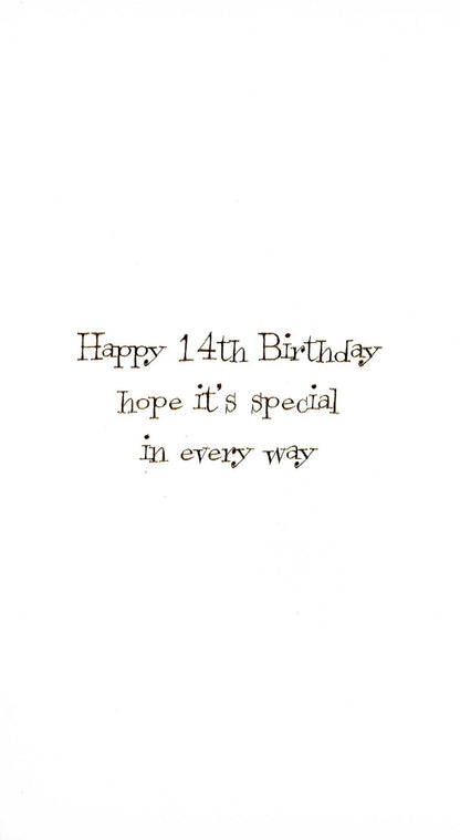 Teens 14th Birthday 14 Today Embellished Greeting Card