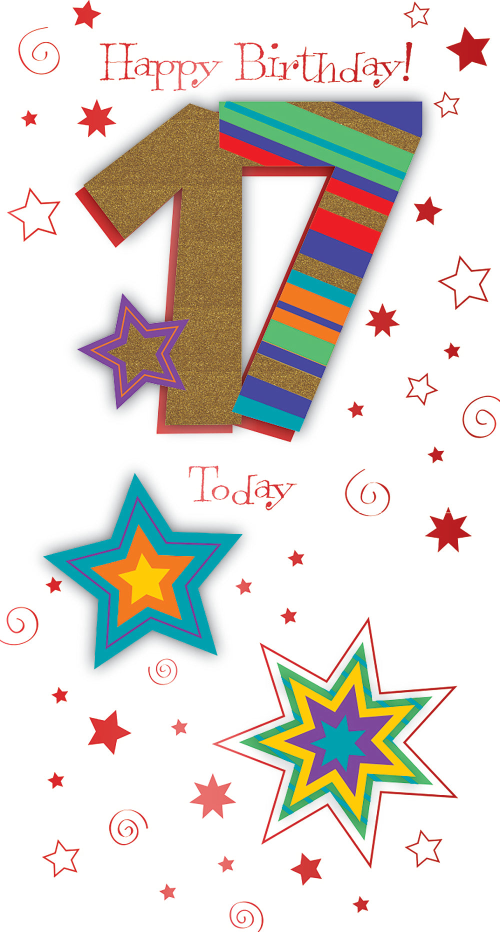 Teens 17th Birthday 17 Today Embellished Greeting Card