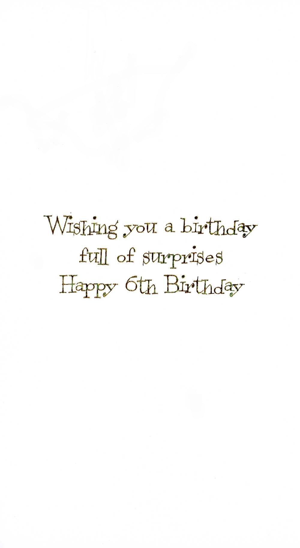 Girls 6th Birthday 6 Today Embellished Greeting Card