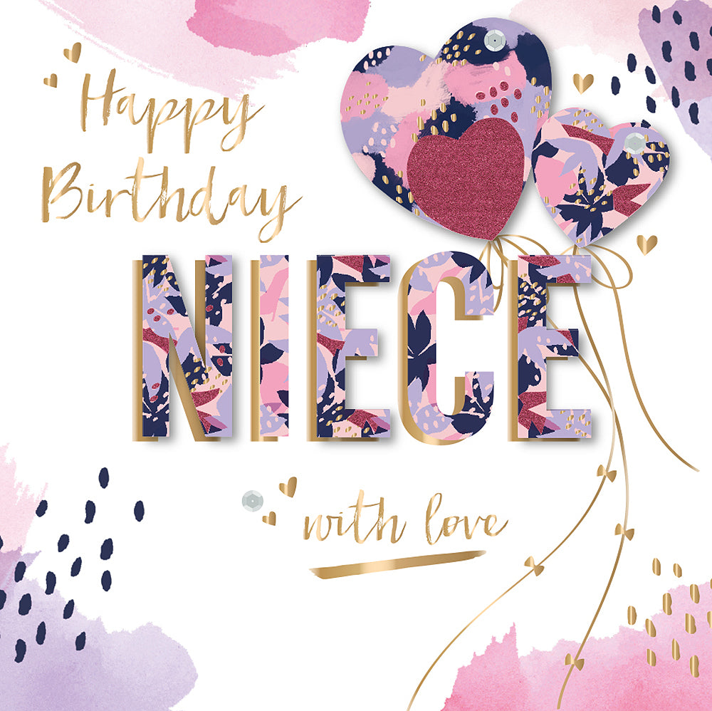 Niece With Love Embellished Birthday Greeting Card