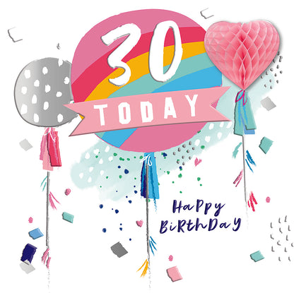 30 Today Fold Out Honeycomb 30th Birthday Greeting Card