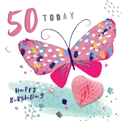50 Today Fold Out Honeycomb 50th Birthday Greeting Card