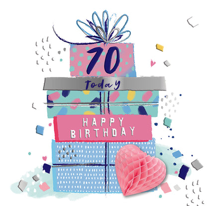 70 Today Fold Out Honeycomb 70th Birthday Greeting Card