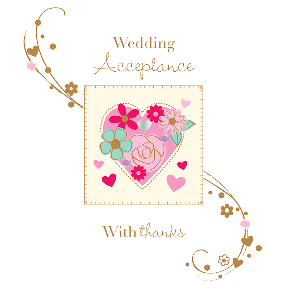 Wedding Acceptance With Thanks Embellished Greeting Card